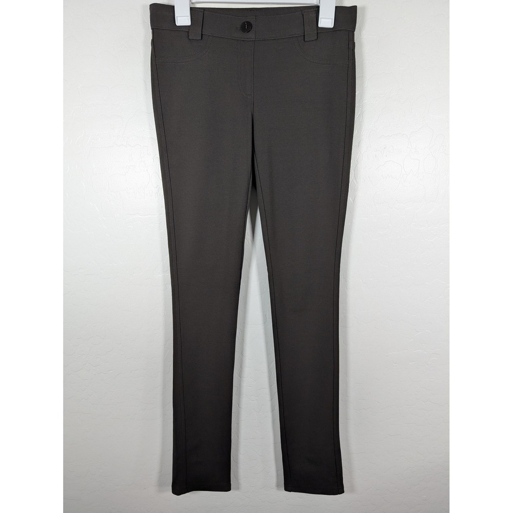 Theory Pants Womens Medium Brown Slim Straight Stretch Wool Blend Career Office
